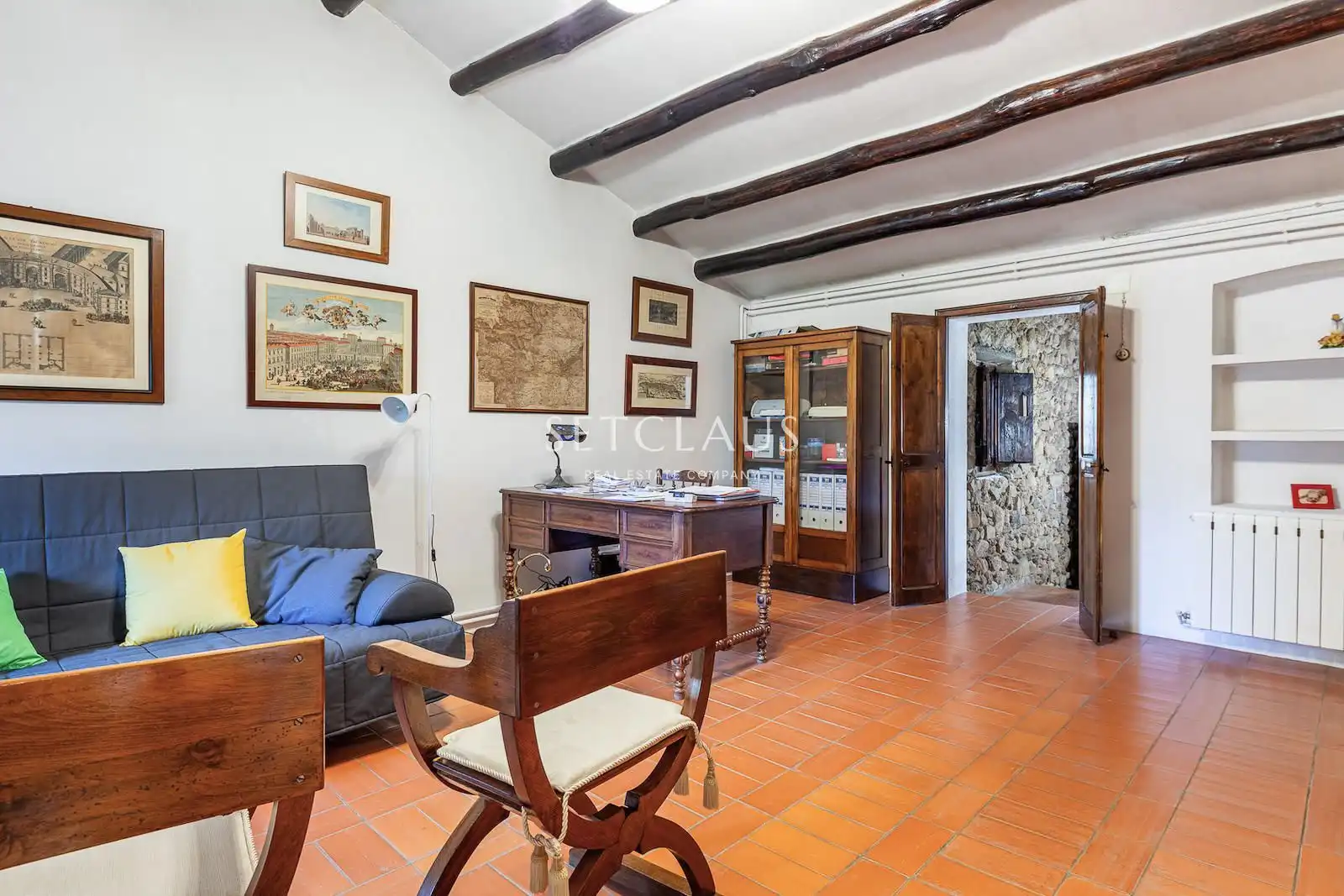 Sala d'estar de Finca rústica en venda en Sant Feliu de Buixalleu amb Aire condicionat, Calefacció i Terrassa
