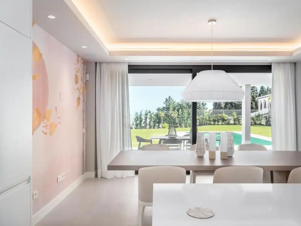 Dining room of Houses for sale in Estepona  with Air Conditioner, Private garden and Terrace