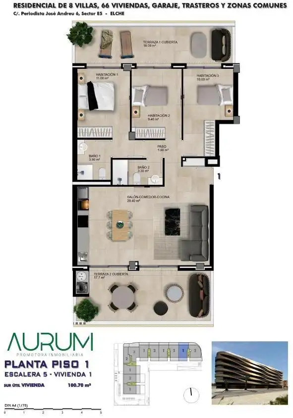 Piso en venta en Elche / Elx con Aire acondicionado, Calefacción y Terraza