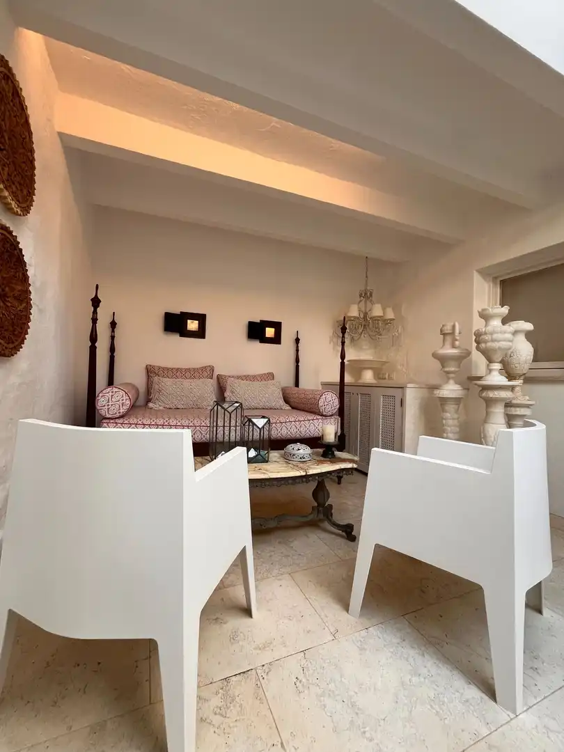 Wohnzimmer von Country house zum Verkauf in Es Migjorn Gran mit Klimaanlage, Heizung und Privatgarten