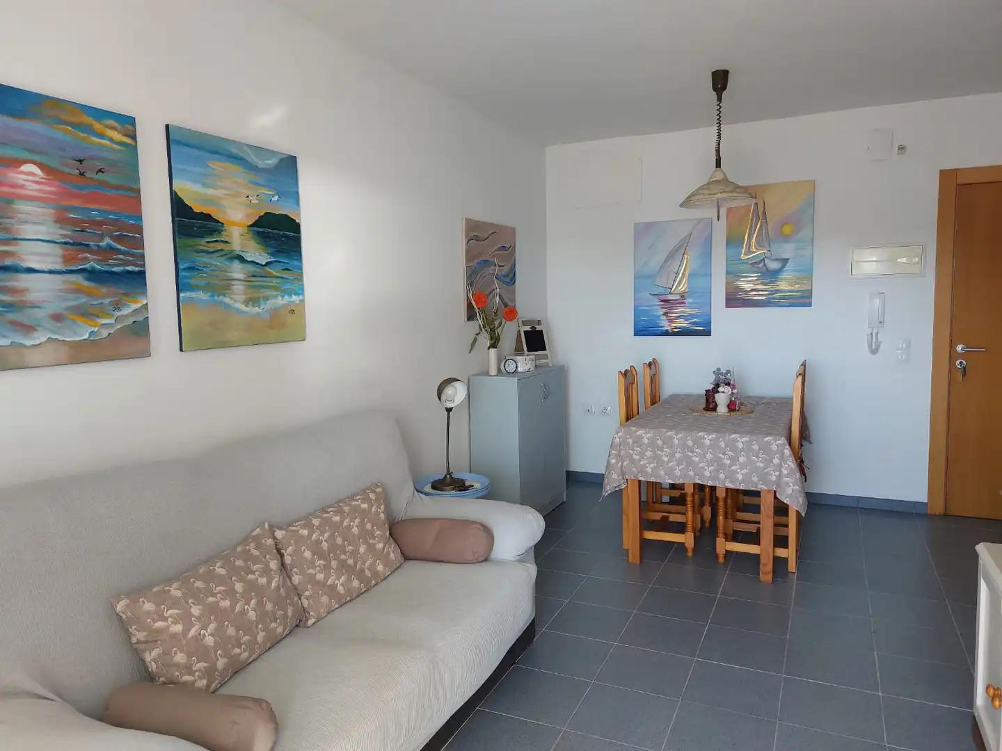 Sala de estar de Apartamento de alquiler en Oropesa del Mar / Orpesa con Aire acondicionado, Terraza y Amueblado
