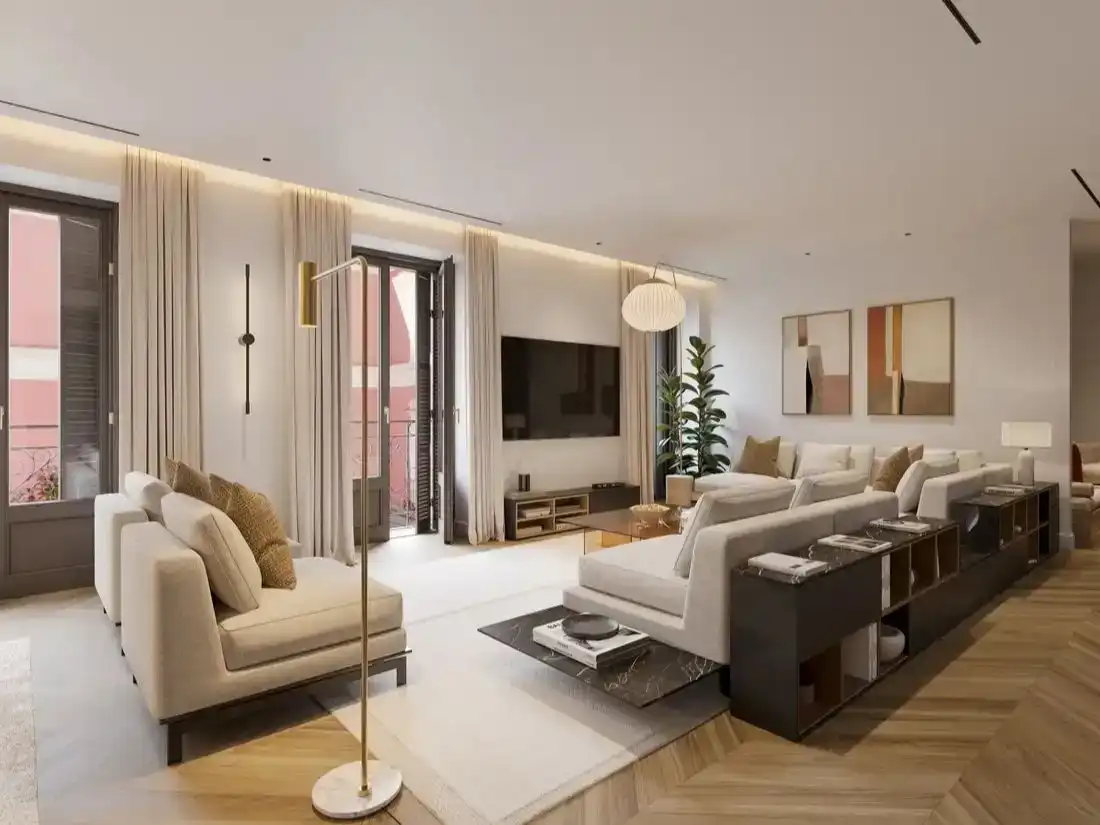 Sala d'estar de Pis en venda en Madrid amb Aire condicionat, Jardí privat i Parquet