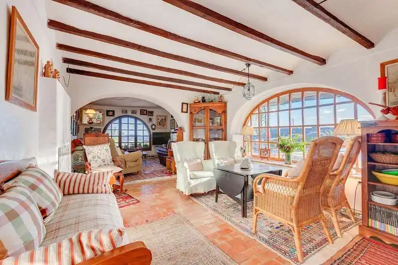 Sala d'estar de Finca rústica en venda en Teulada amb Jardí privat, Terrassa i Traster