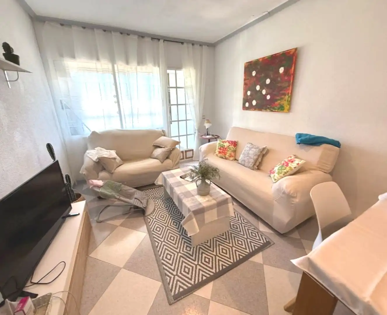 Sala d'estar de Apartament en venda en Calpe / Calp amb Calefacció i Moblat