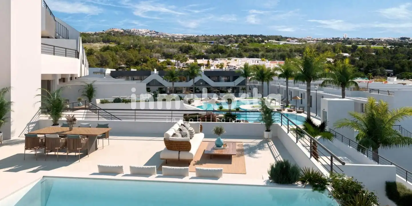 Vista exterior de Planta baja en venta en L'Alfàs del Pi con Aire acondicionado, Terraza y Piscina comunitaria