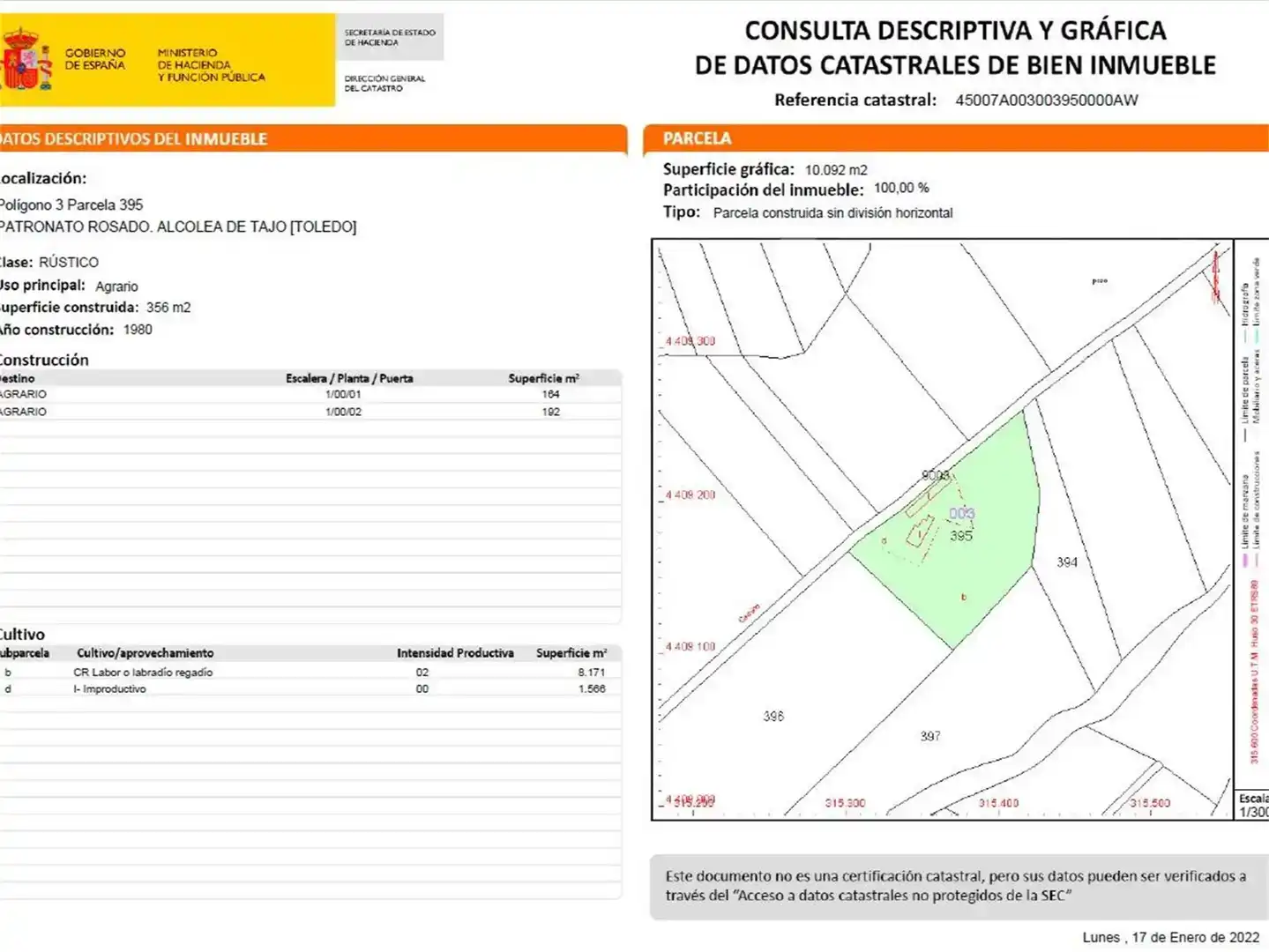 Terreno en venta en Alcolea de Tajo