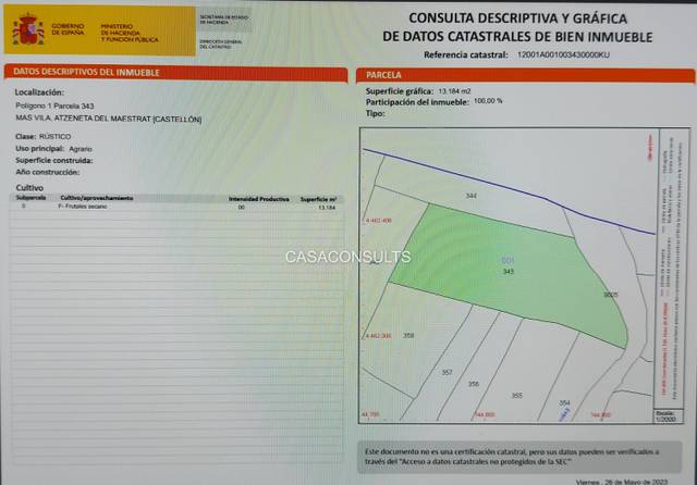 Terreno en Venta en Atzeneta del Maestrat