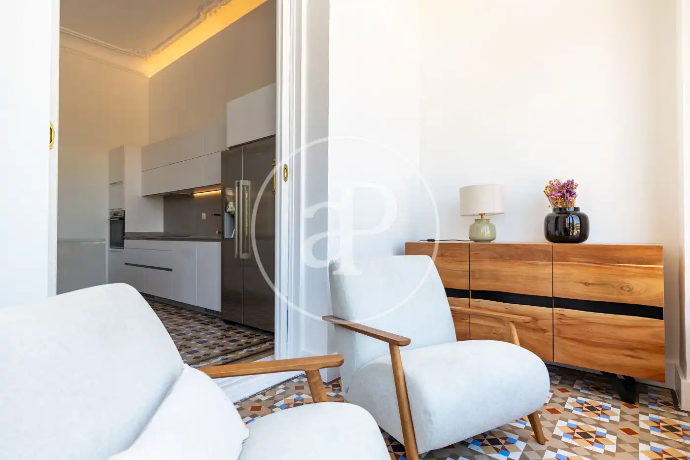 Wohnzimmer von Wohnung zur Miete in Barcelona mit Klimaanlage, Heizung und Möbliert
