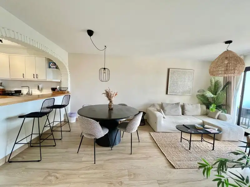 Living room of Flat for sale in Mijas  with Air Conditioner, Terrace and Swimming Pool