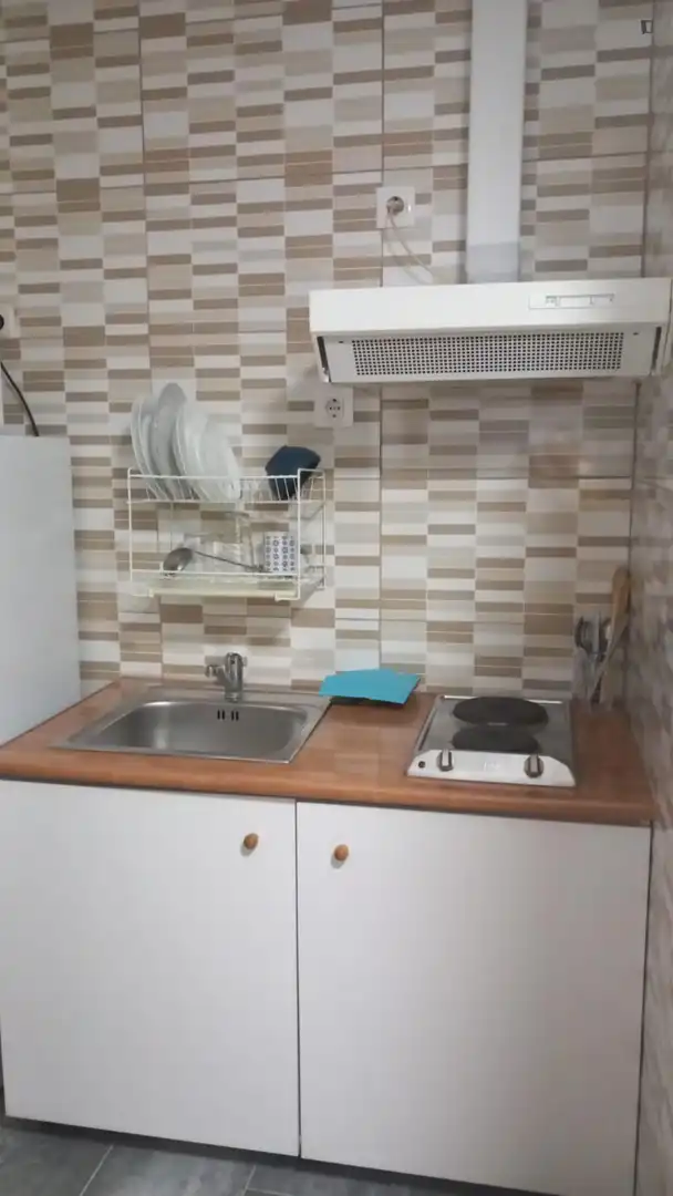 Cuina de Estudi de lloguer en L'Hospitalet de Llobregat amb Aire condicionat, Calefacció i Moblat