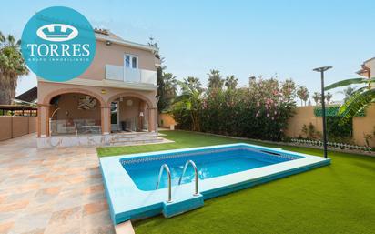 Swimming pool of House or chalet for sale in Málaga Capital  with Air Conditioner, Terrace and Swimming Pool