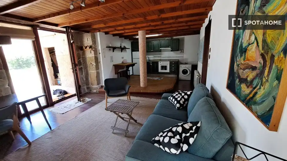 Sala d'estar de Apartament per a compartir en Nigrán amb Aire condicionat, Terrassa i Moblat