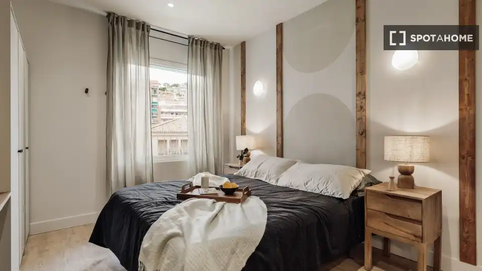 Schlafzimmer von Wohnungen zur untervermieten in Barcelona mit Klimaanlage, Terrasse und Möbliert