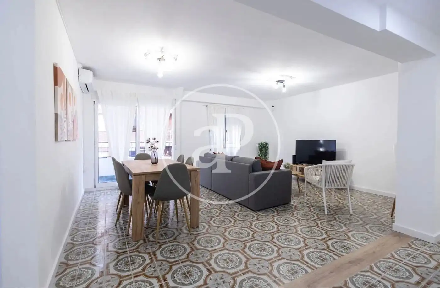 Wohnzimmer von Wohnung zur Miete in Valencia mit Klimaanlage, Heizung und Haustiere erlaubt