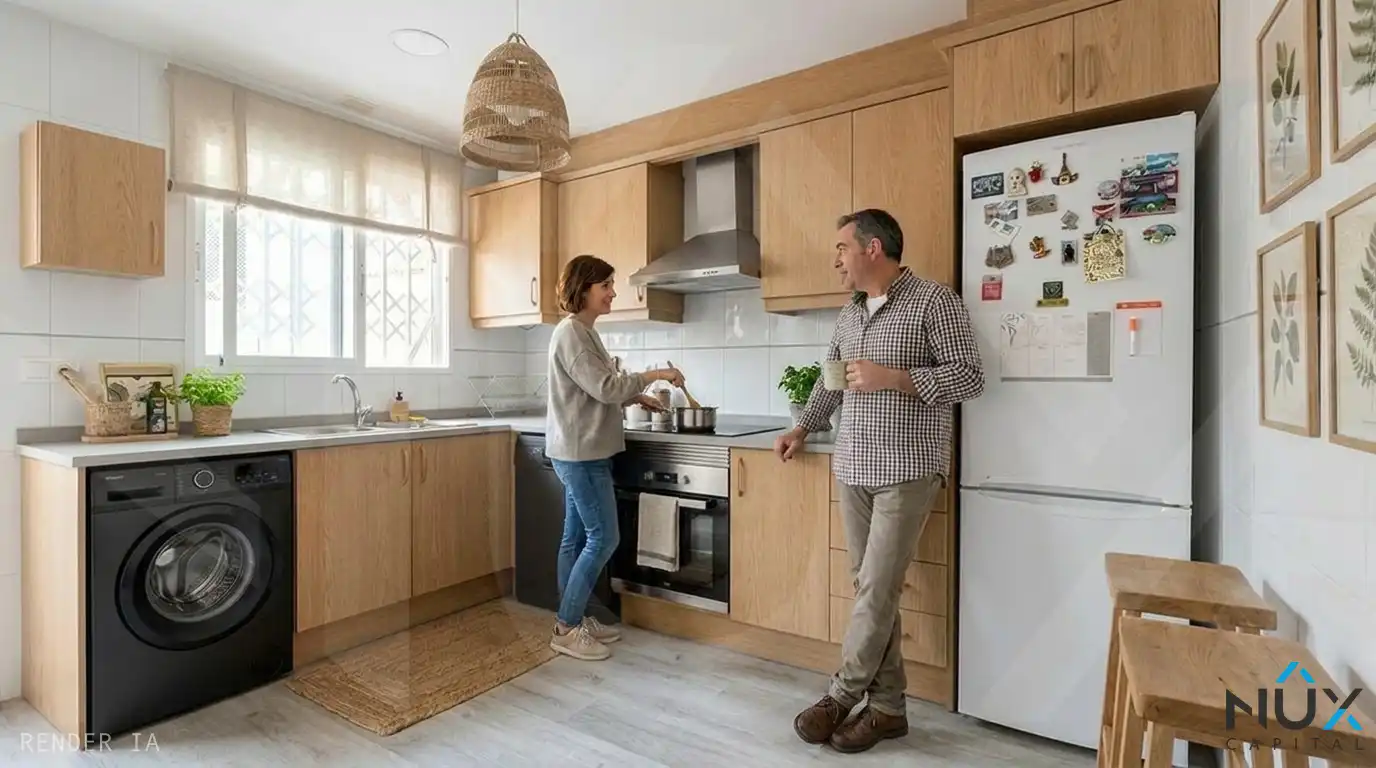 Küche von Einfamilien-Reihenhaus zum Verkauf in San Antonio de Benagéber mit Klimaanlage, Heizung und Privatgarten