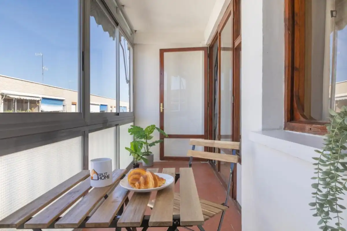 Terraza de Apartamento para compartir en Parla con Calefacción, Amueblado y Horno