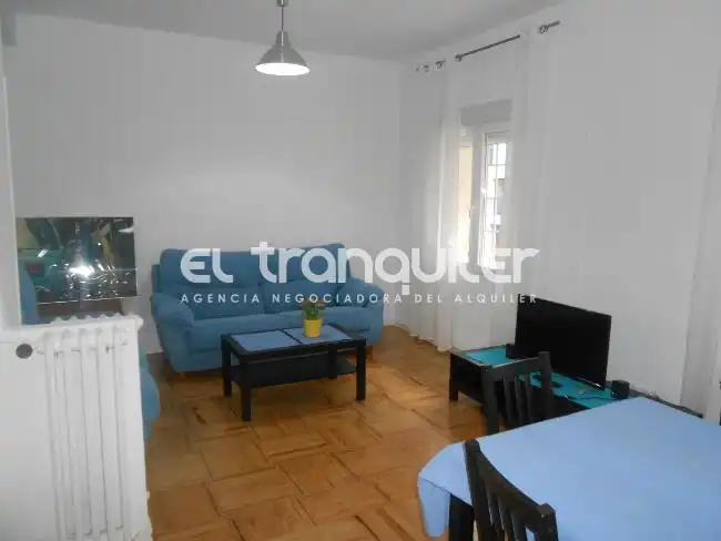 Living room of Flat for rent in Madrid  with Parquet flooring, Terrace and Furnished