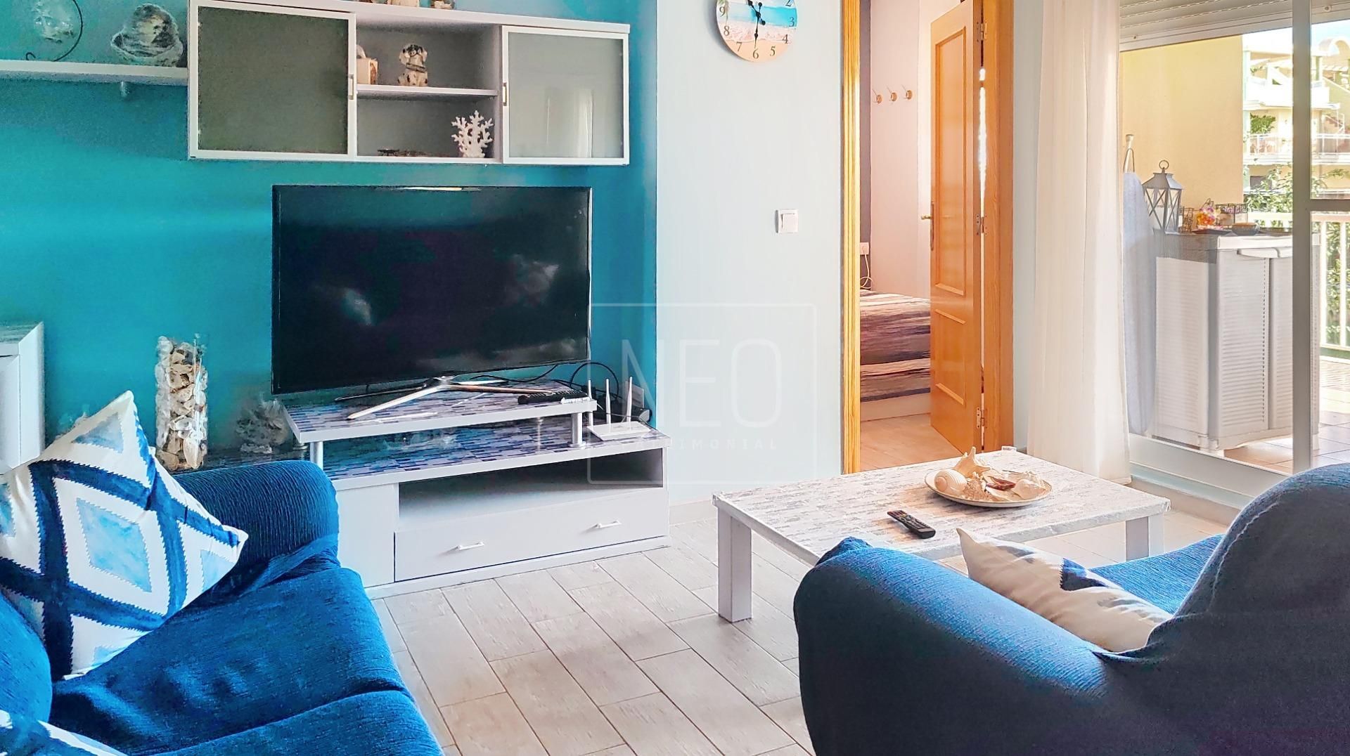 Wohnzimmer von Wohnung zum verkauf in Xeraco mit Klimaanlage, Privatgarten und Terrasse
