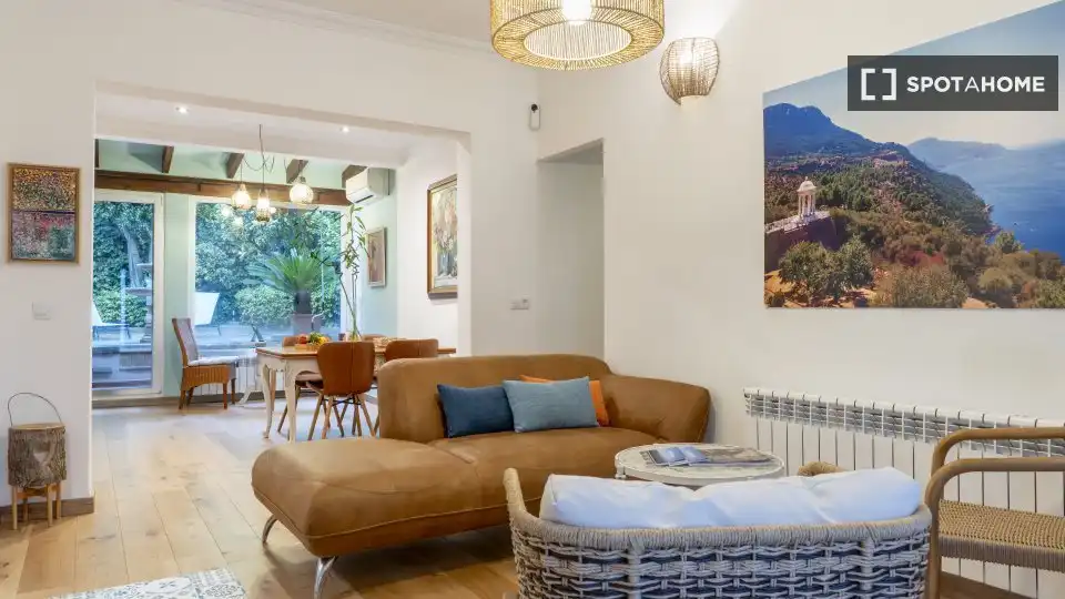 Wohnzimmer von Wohnungen zur untervermieten in  Palma de Mallorca mit Klimaanlage, Terrasse und Möbliert