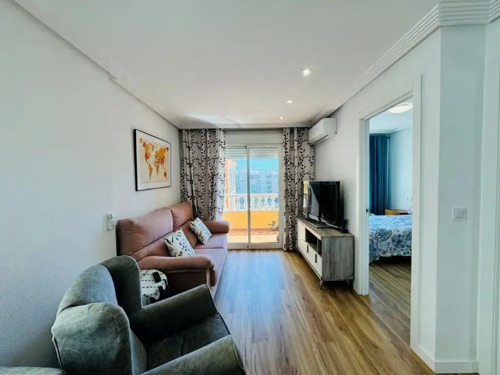 Sala d'estar de Apartament en venda en Guardamar del Segura amb Aire condicionat, Moblat i Balcó