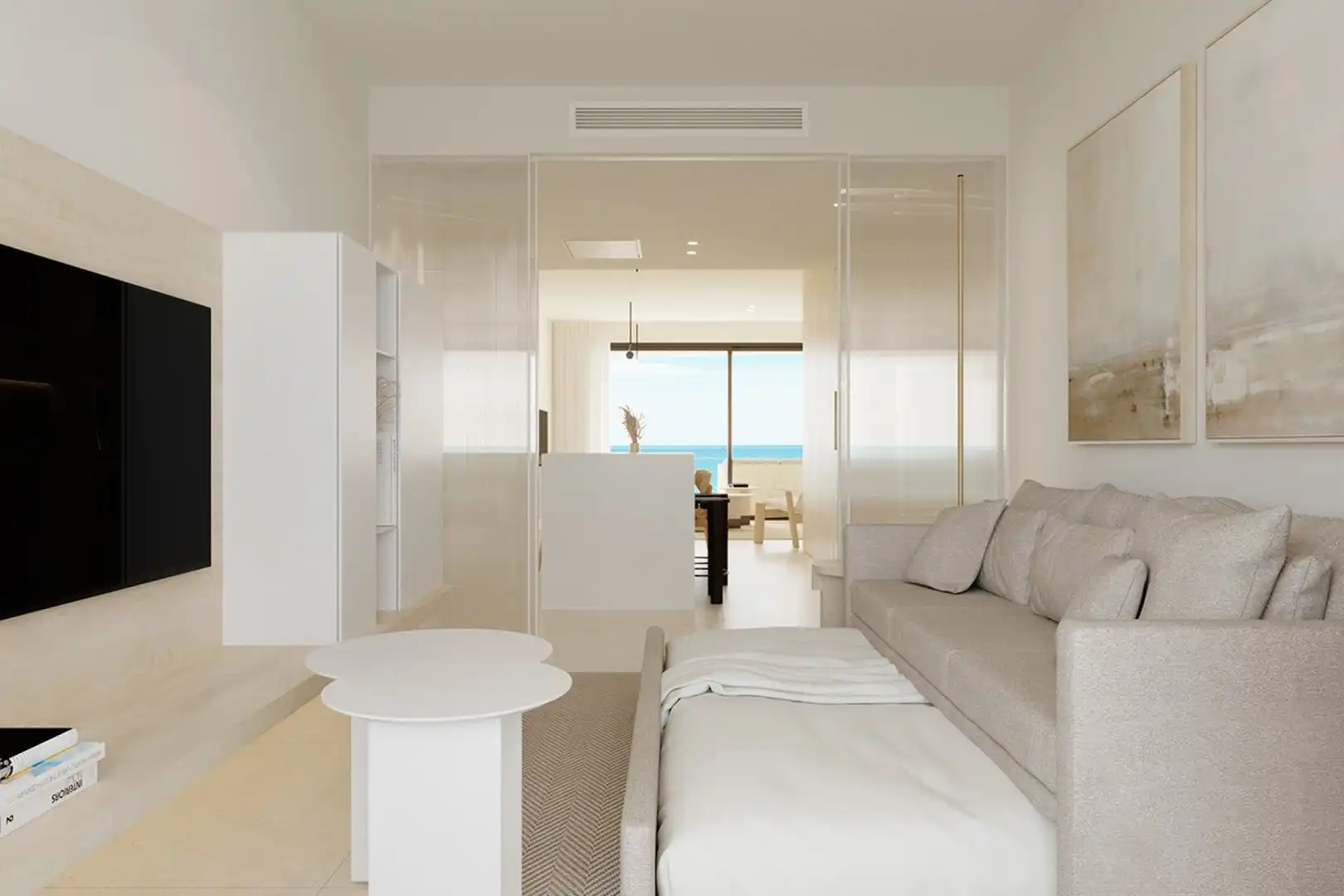 Schlafzimmer von Wohnung zum Verkauf in La Manga del Mar Menor mit Klimaanlage, Heizung und Privatgarten