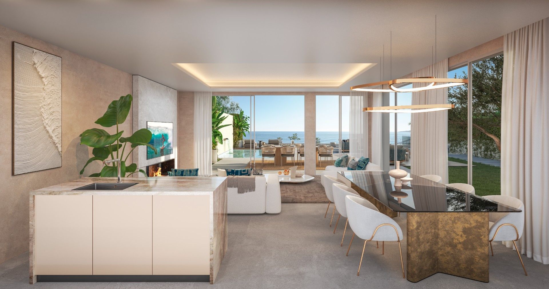 Sala d'estar de Casa o xalet en venda en Mijas amb Aire condicionat, Jardí privat i Terrassa