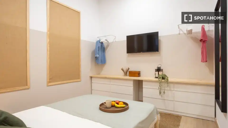 Dormitori de Pis per a compartir en Barcelona amb Aire condicionat, Calefacció i Moblat