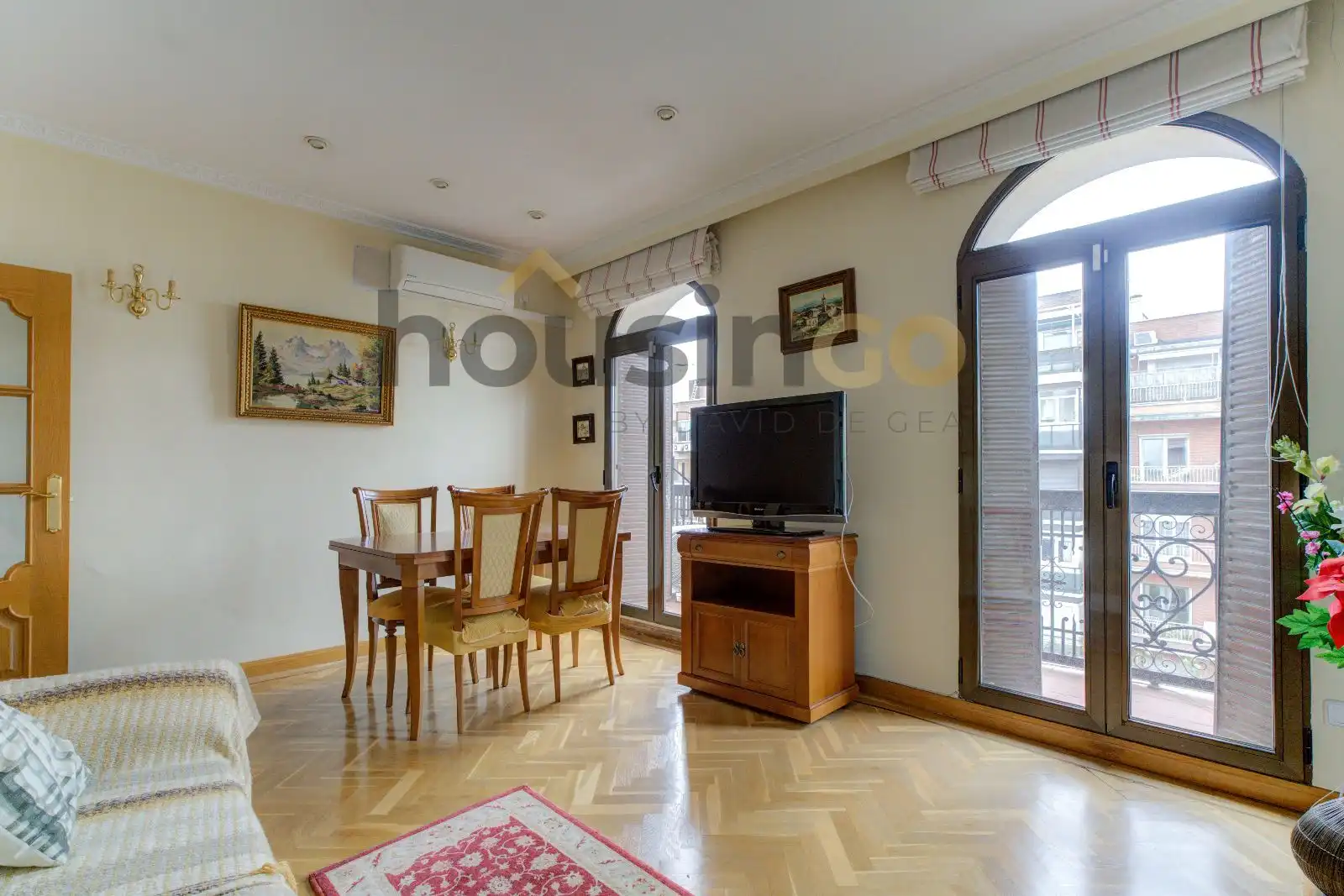 Wohnzimmer von Wohnung zur Miete in  Madrid Capital mit Klimaanlage, Heizung und Parkett