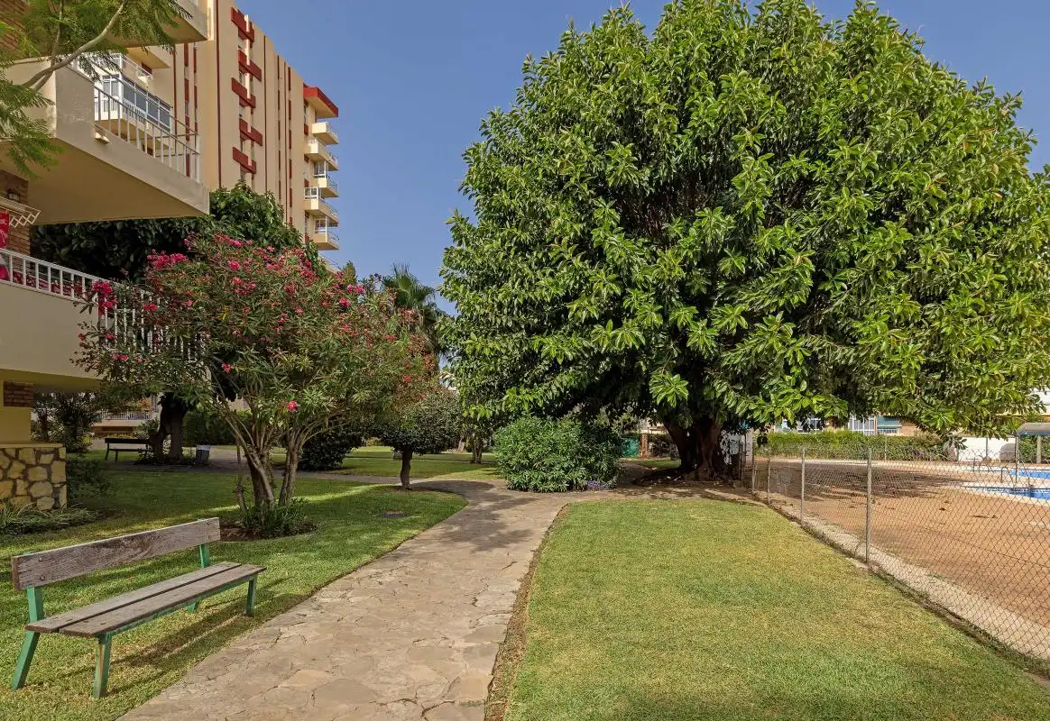 Vista exterior de Estudio en venta en Benalmádena con Calefacción, Jardín privado y Piscina