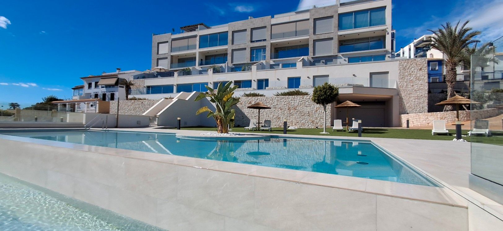 Swimming pool of Apartment for sale in Villajoyosa / La Vila Joiosa  with Air Conditioner, Private garden and Terrace