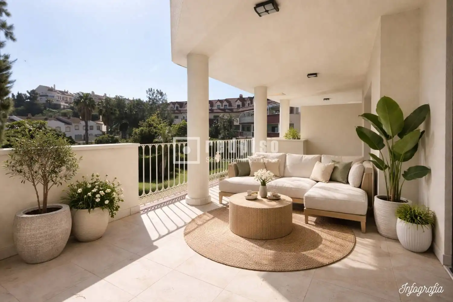 Terrace of Flat for sale in Benalmádena  with Air Conditioner, Heating and Private garden