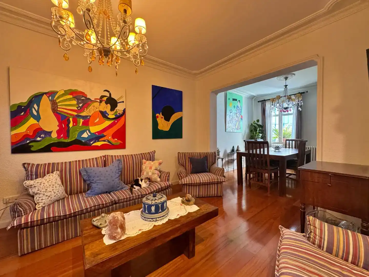 Sala d'estar de Pis en venda en Madrid amb Aire condicionat, Jardí privat i Parquet