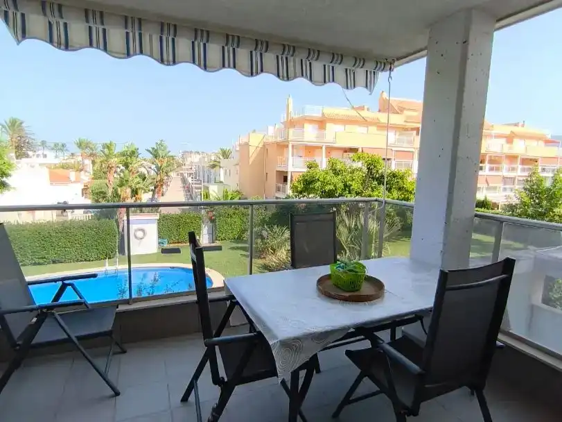 Terrace of Flat for sale in Dénia  with Air Conditioner, Swimming Pool and Furnished