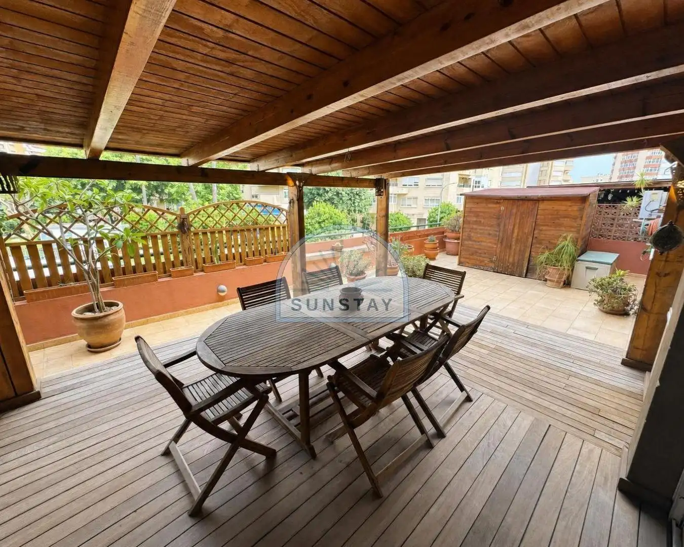Terraza de Apartamento de alquiler en Torremolinos con Aire acondicionado, Jardín privado y Terraza