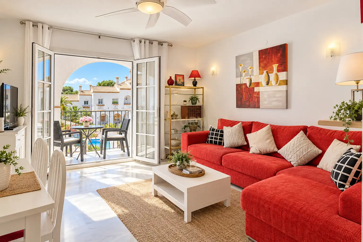 Sala d'estar de Apartament en venda en Benalmádena amb Aire condicionat i Piscina