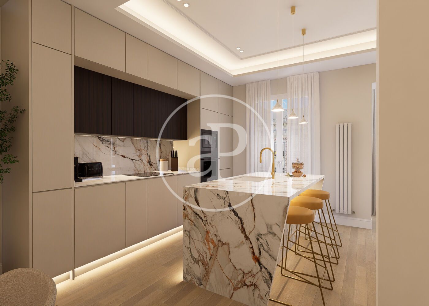 Kitchen of Flat for sale in  Madrid Capital  with Air Conditioner, Heating and Furnished