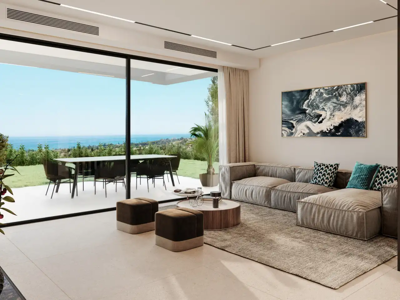 Sala de estar de Casa o chalet en venta en Marbella con Aire acondicionado, Calefacción y Jardín privado