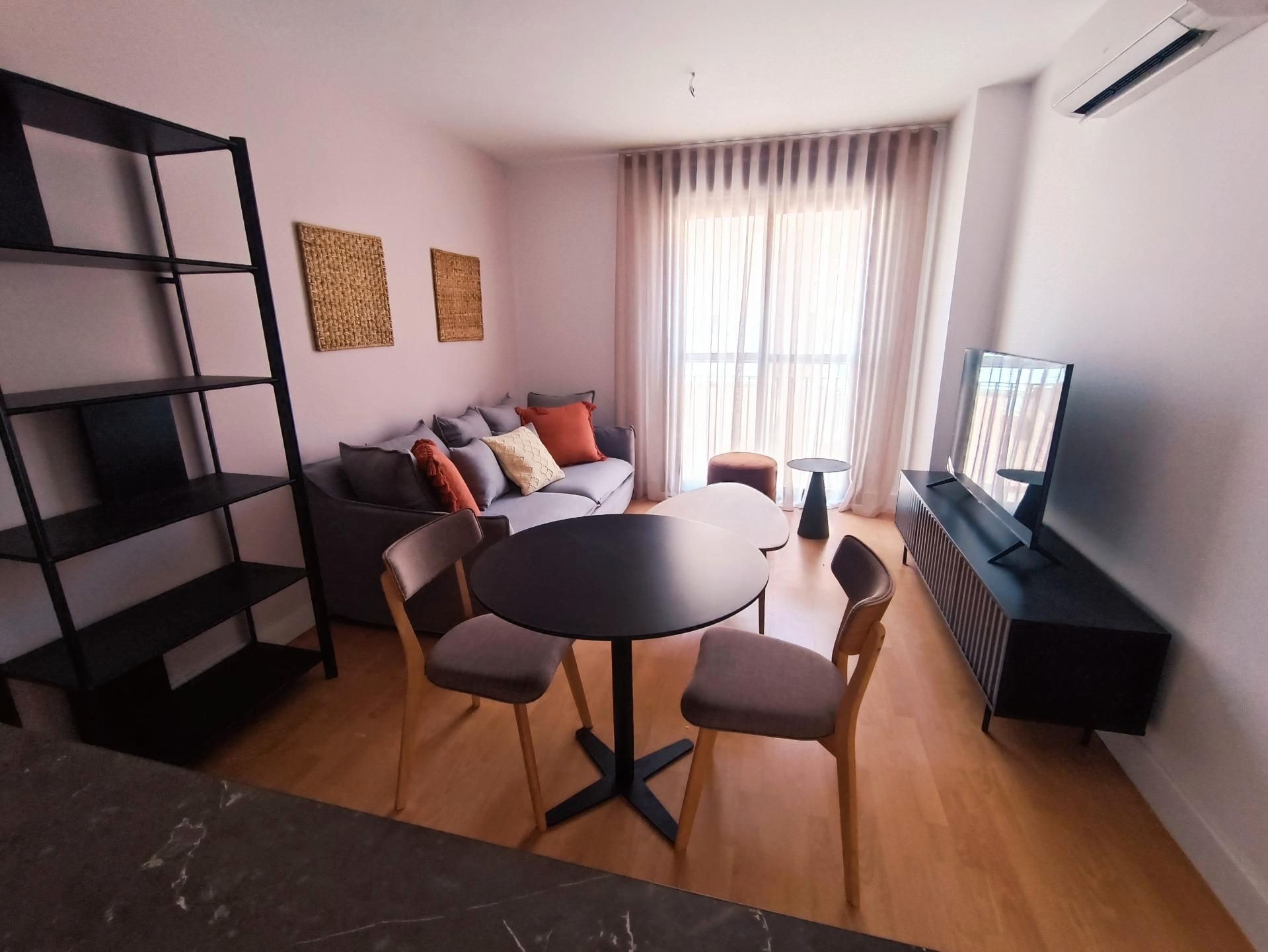 Sala d'estar de Apartament de lloguer en Málaga Capital amb Aire condicionat, Moblat i Rentadora