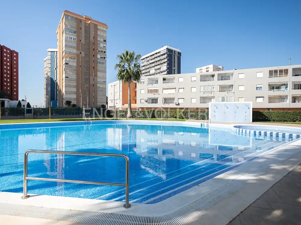 Swimming pool of Flat for rent in La Pobla de Farnals  with Air Conditioner, Heating and Private garden