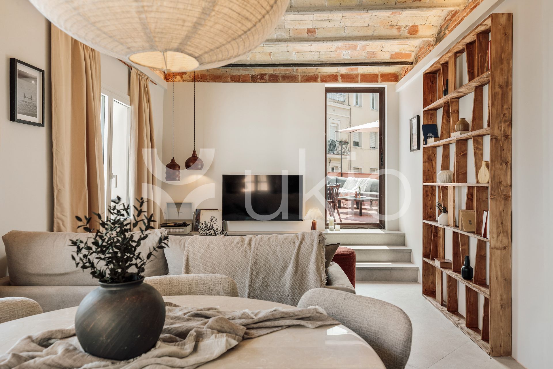 Sala d'estar de Apartament de lloguer en  Barcelona Capital amb Aire condicionat, Calefacció i Terrassa