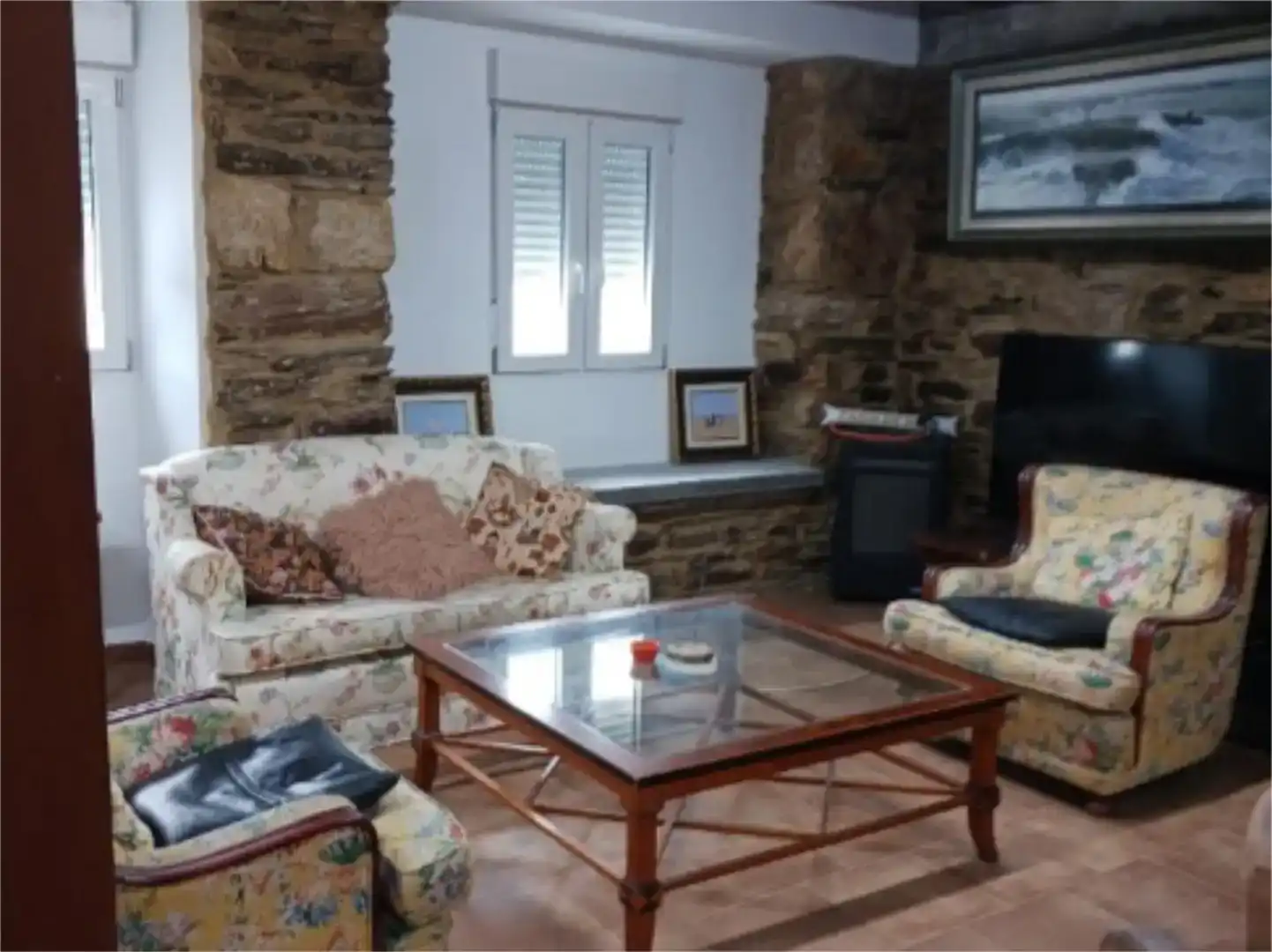 Wohnzimmer von Country house zur Miete in Vilalba mit Klimaanlage, Privatgarten und Möbliert