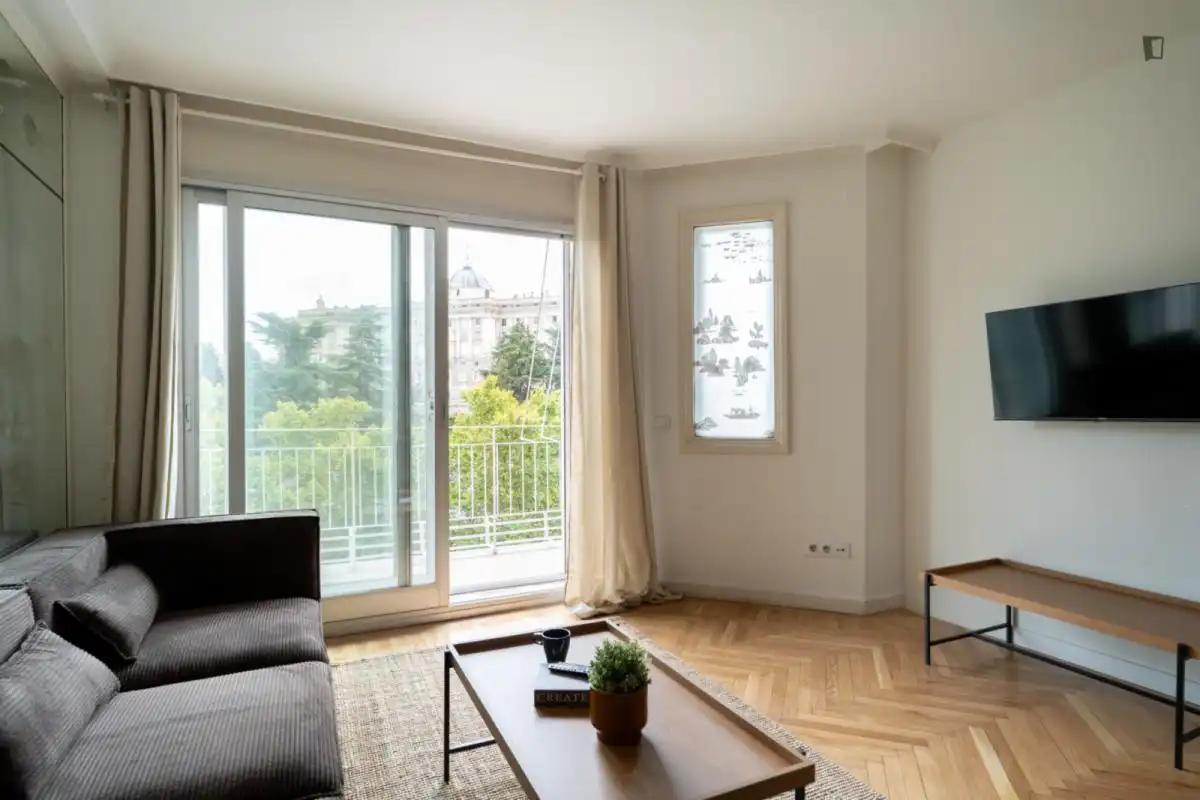 Wohnzimmer von Wohnungen zur untervermieten in Madrid mit Möbliert, Ofen und Waschmaschine