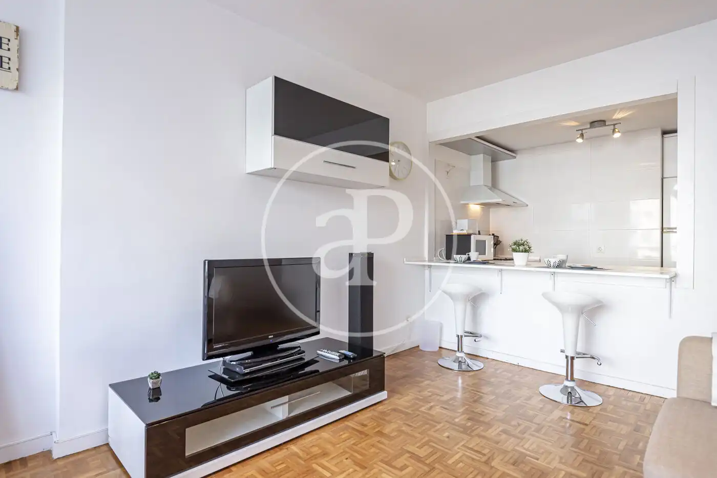 Living room of Flat for rent in Madrid  with Air Conditioner, Heating and Private garden