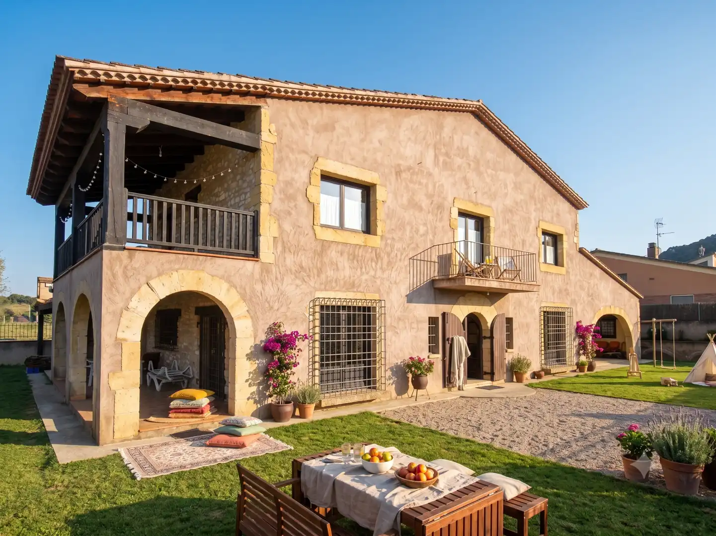 Außenansicht von Country house zum Verkauf in Montornès del Vallès mit Privatgarten, Terrasse und Balkon
