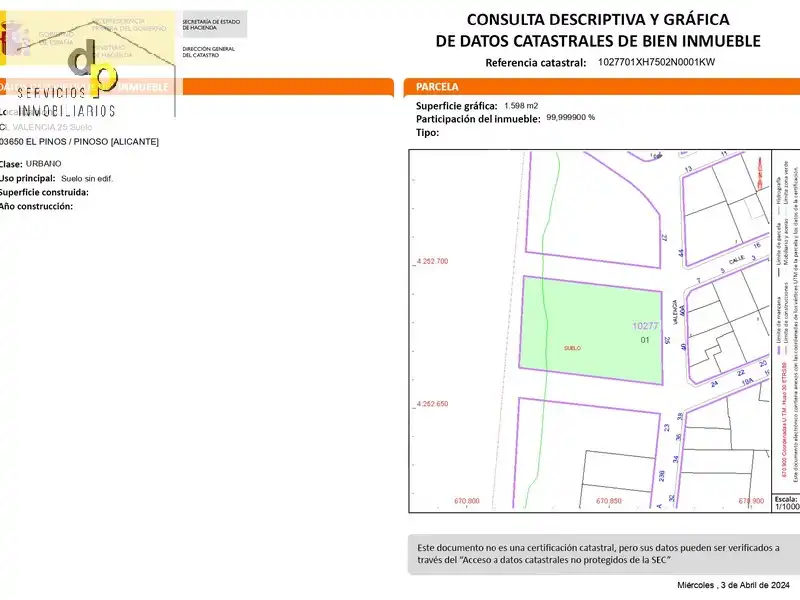 Terreno residencial en venta en Calle Valencia 25