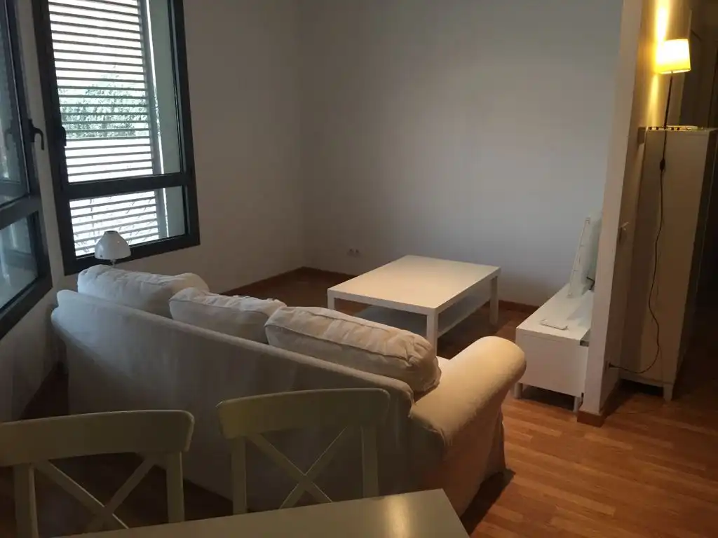 Sala d'estar de Apartament en venda en L'Hospitalet de Llobregat amb Aire condicionat, Parquet i Moblat
