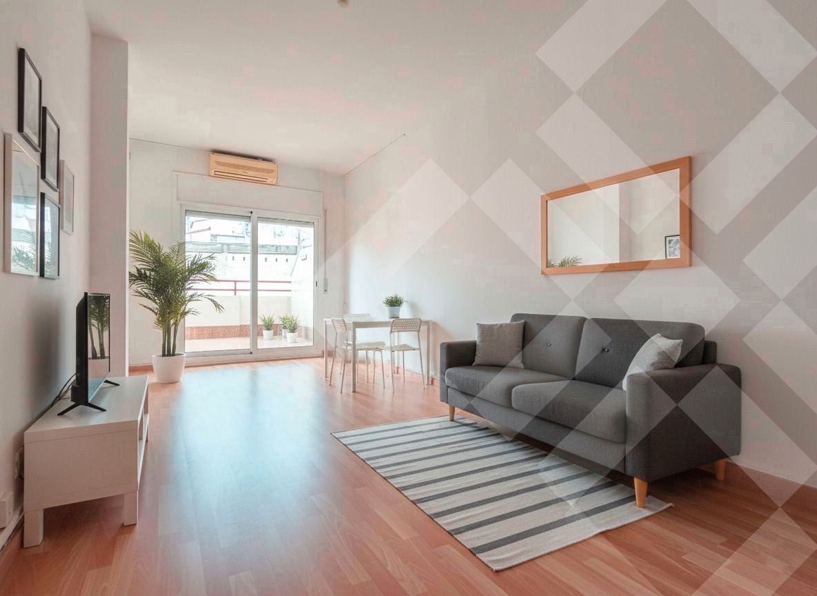 Sala d'estar de Àtic de lloguer en  Barcelona Capital amb Aire condicionat, Parquet i Terrassa
