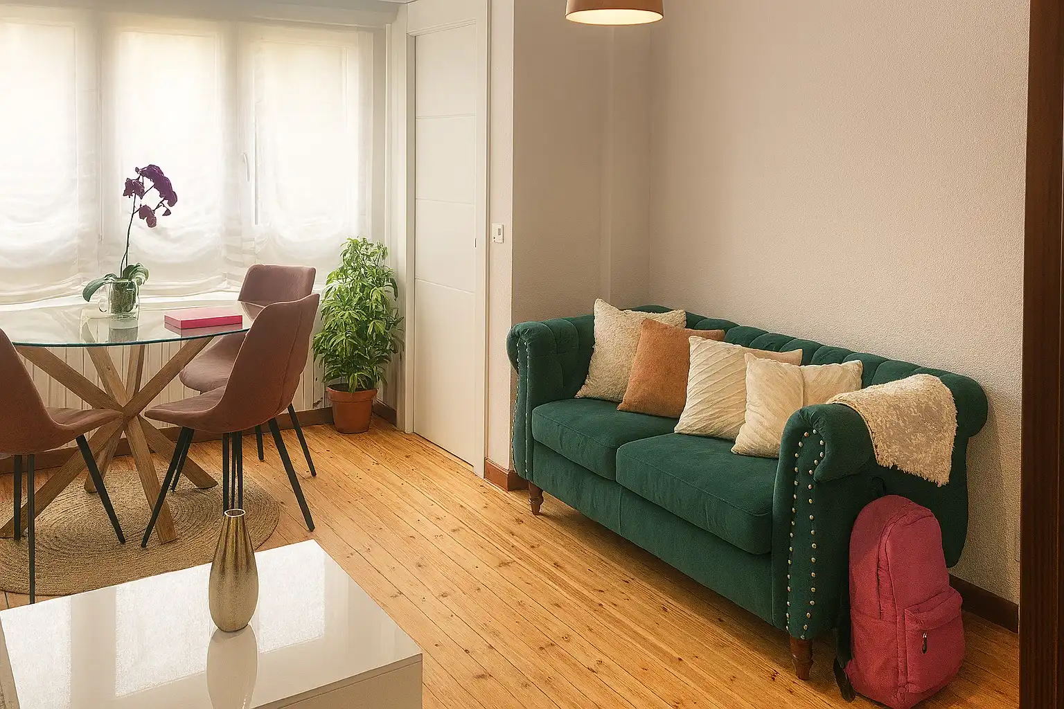 Sala d'estar de Pis de lloguer en Santander amb Calefacció, Terrassa i Moblat