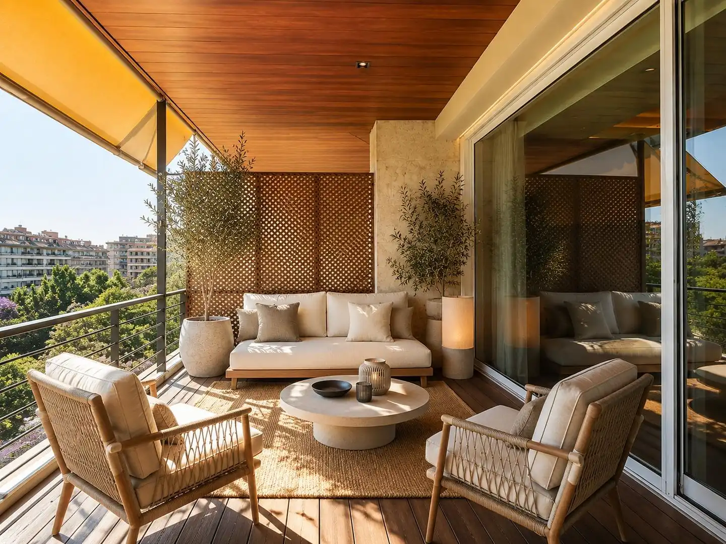Terrasse von Dachboden zur Miete in Barcelona mit Klimaanlage, Heizung und Parkett