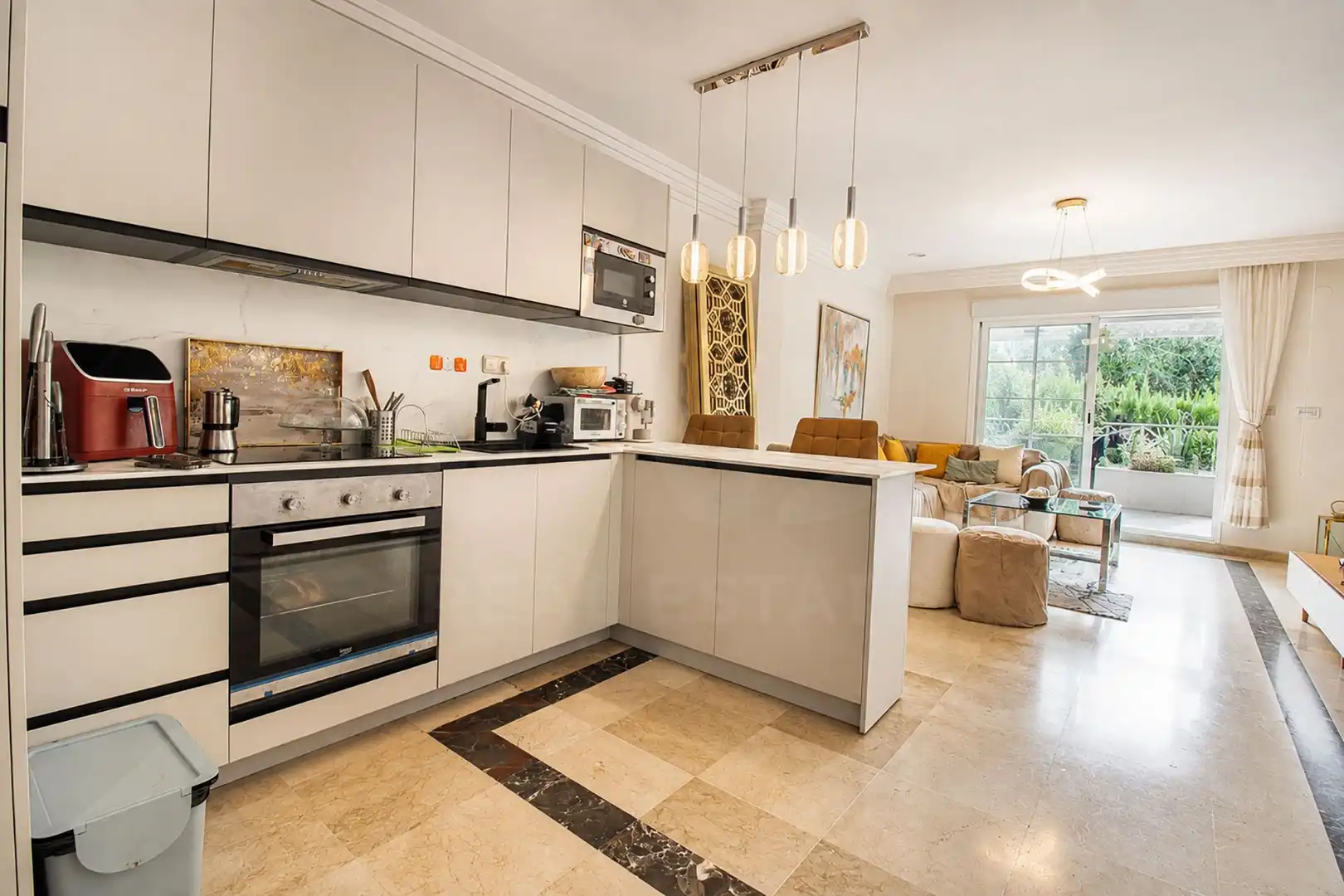 Kitchen of Flat for rent in Marbella  with Air Conditioner, Terrace and Swimming Pool